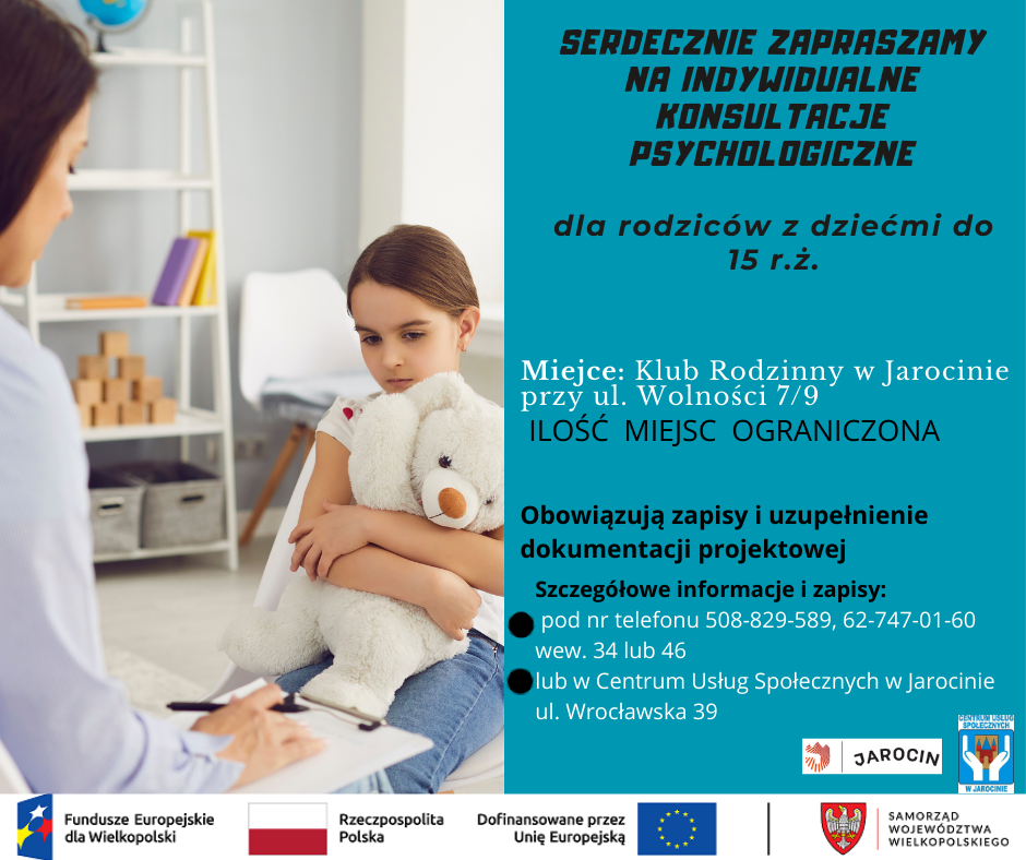 Zapisy na indywidualne konsultacje psychologiczne skierowane do rodziców/opiekunów z dziećmi do 15 roku życia