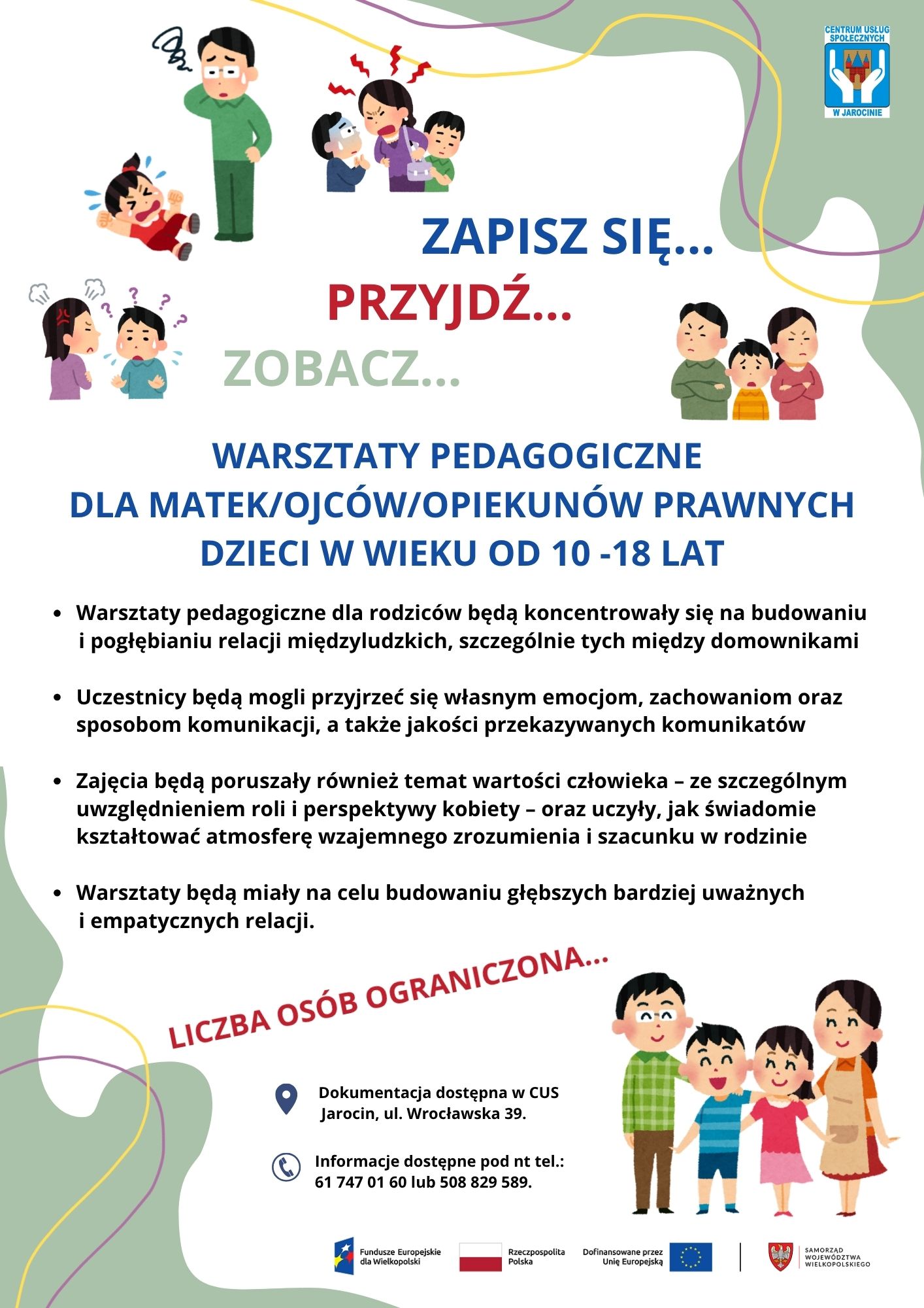 Warsztaty Pedagogiczne dla Matek Ojców Opiekunów Prawnych dzieci w wieku od 10 - 18 lat